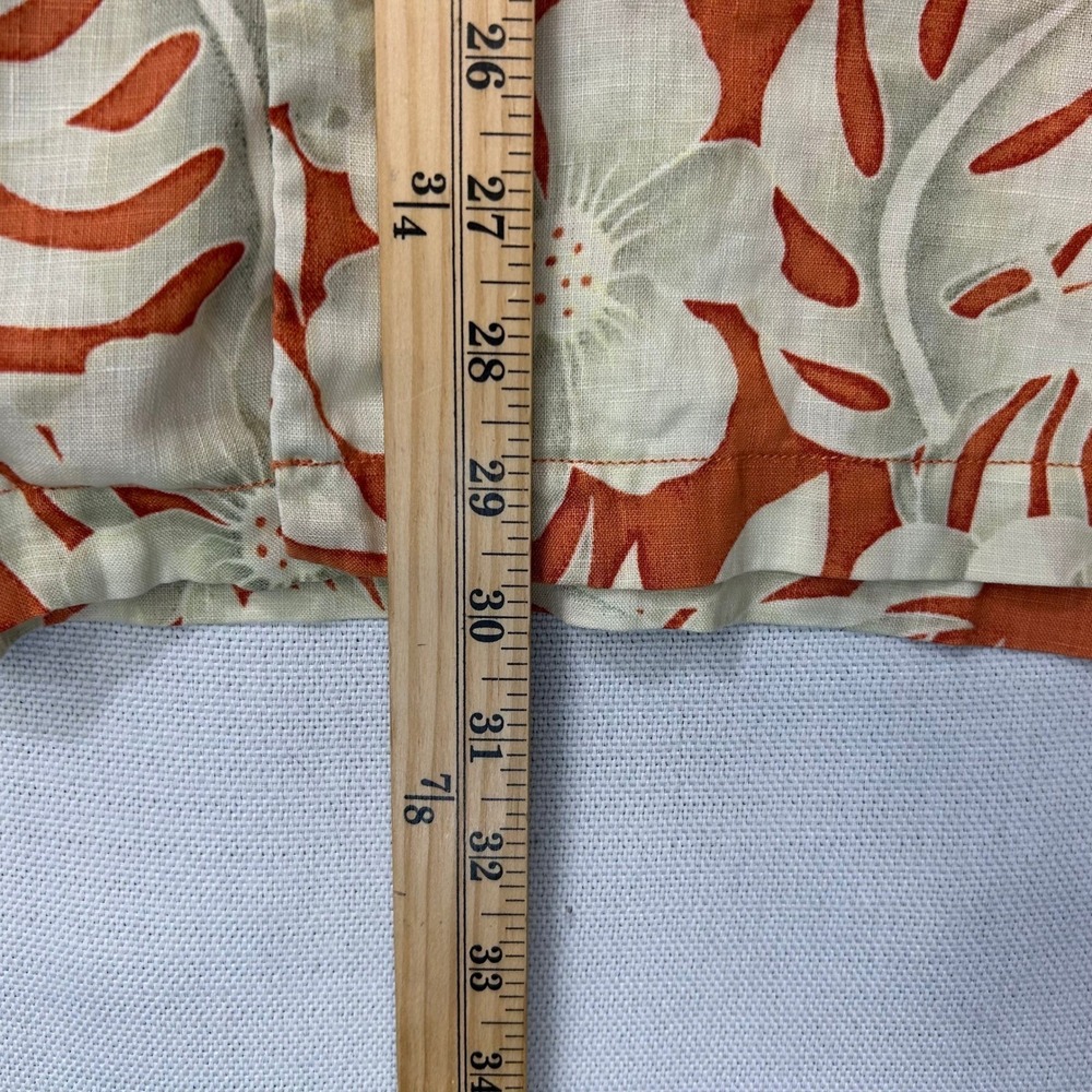Tommy Bahama Linen Camp Shirt Mens M Orange Floral Tropical Island Hong Kong - Picture 9 of 9